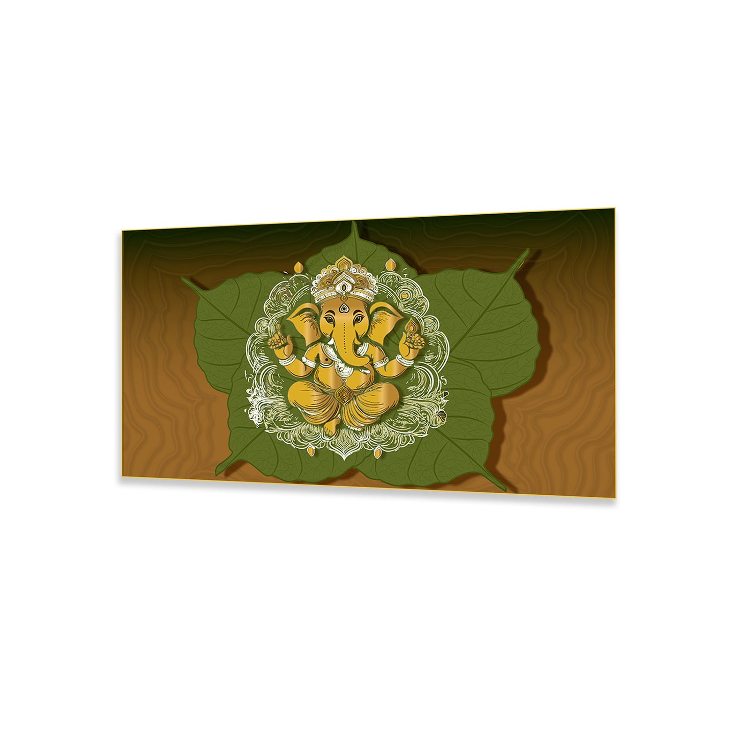 Divine Ganesha on Peepal Leaf Care Canvas Wall Painting