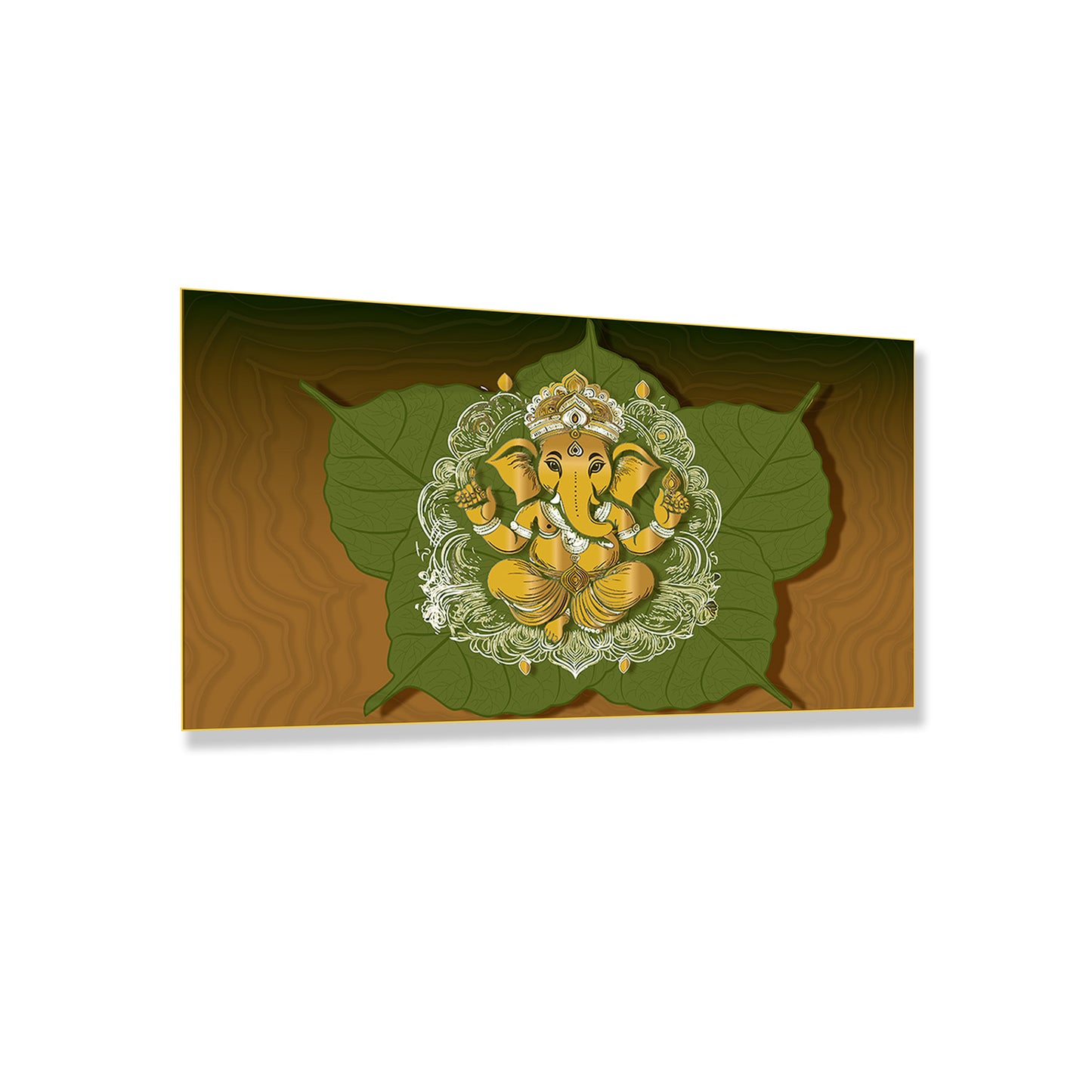Divine Ganesha on Peepal Leaf Care Canvas Wall Painting