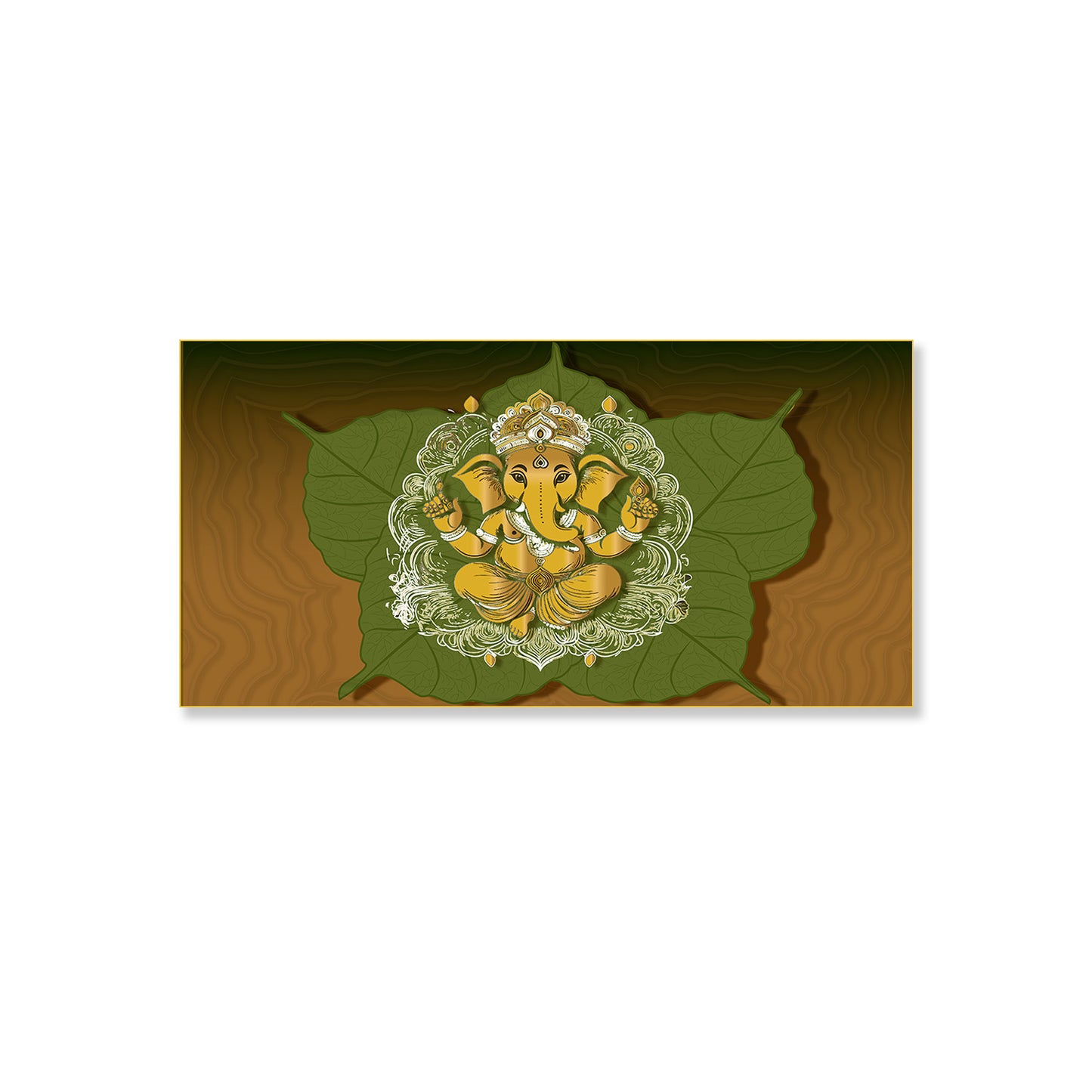 Divine Ganesha on Peepal Leaf Care Canvas Wall Painting
