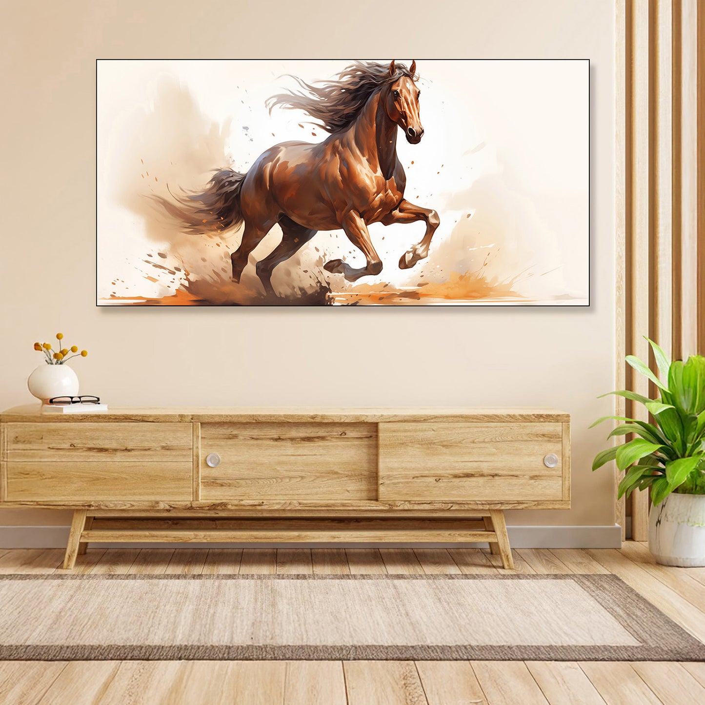 Majestic Horse Galloping Through Dust