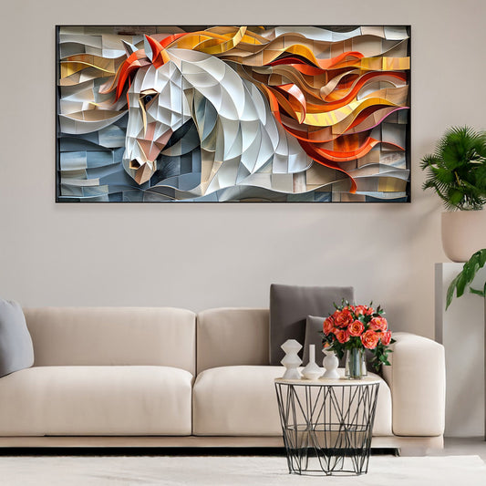 Exquisite White Horse with Mane