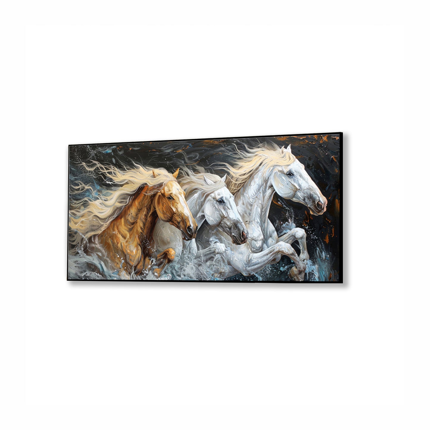 Majestic Horses Galloping Through Meadow