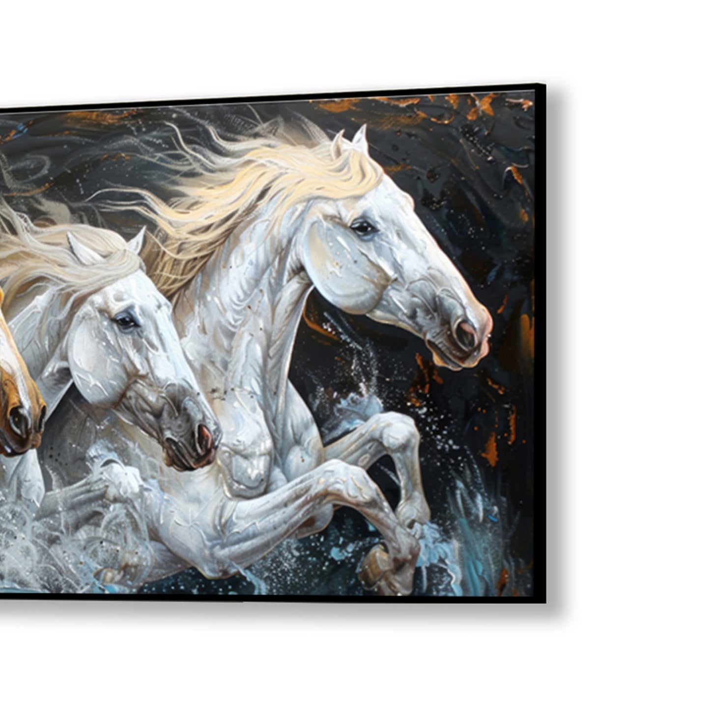 Majestic Horses Galloping Through Meadow