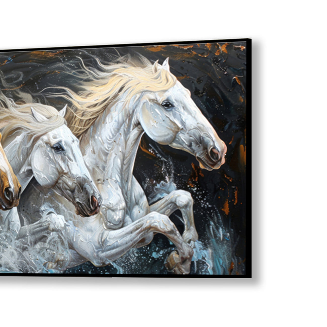 Majestic Horses Galloping Through Meadow