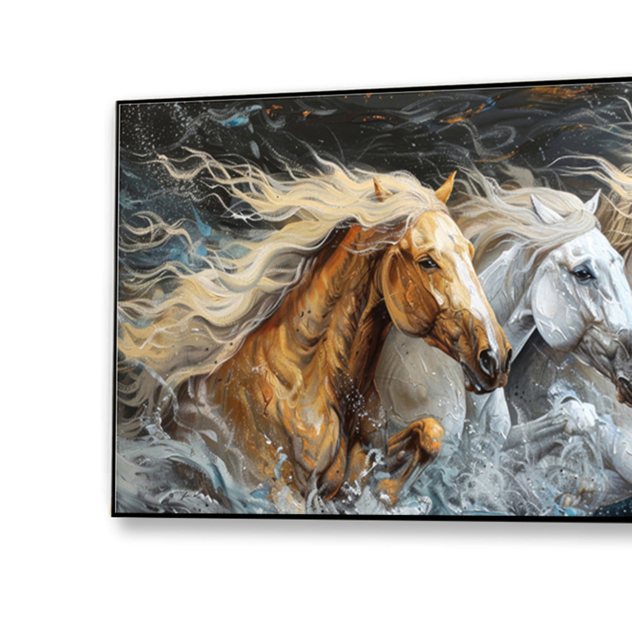 Majestic Horses Galloping Through Meadow