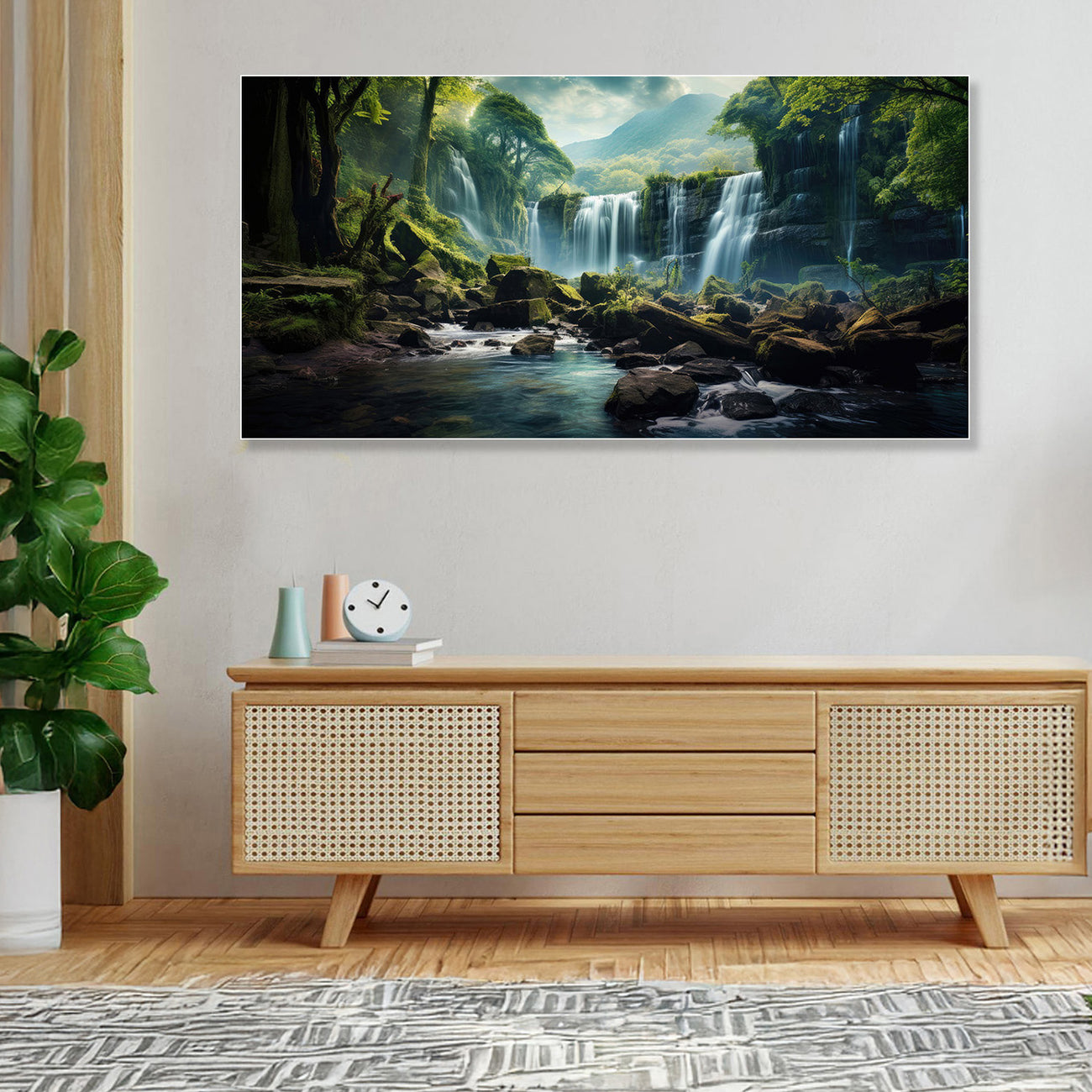 Serene Forest wild Waterfall