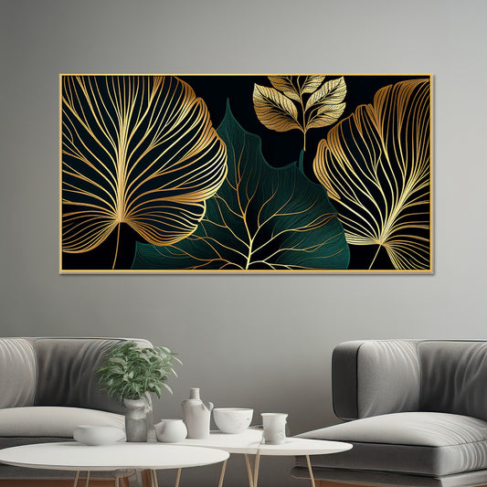 Luxurious Gold Leaves on Black