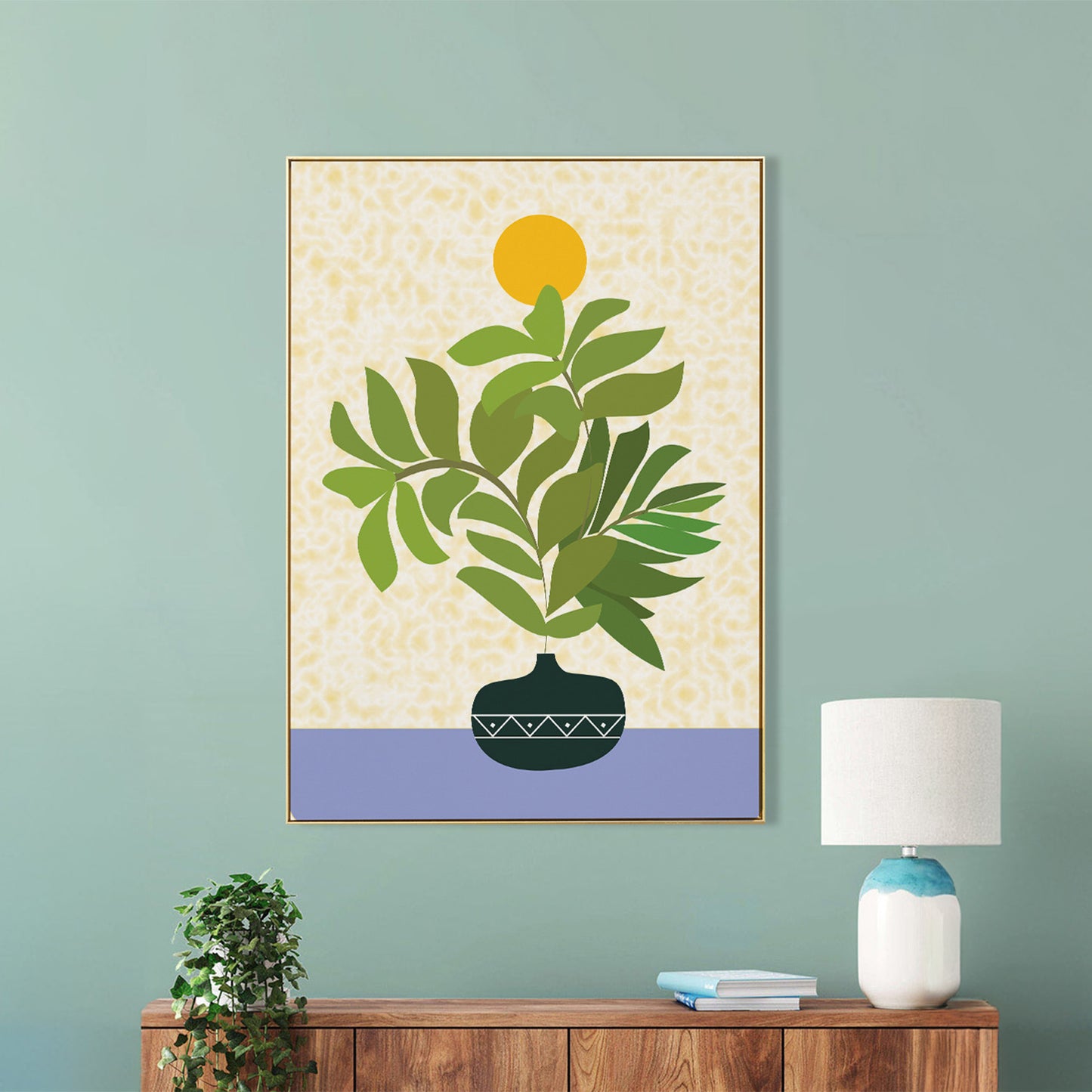 Serene Sunlit Plant Art Canvas Wall Painting