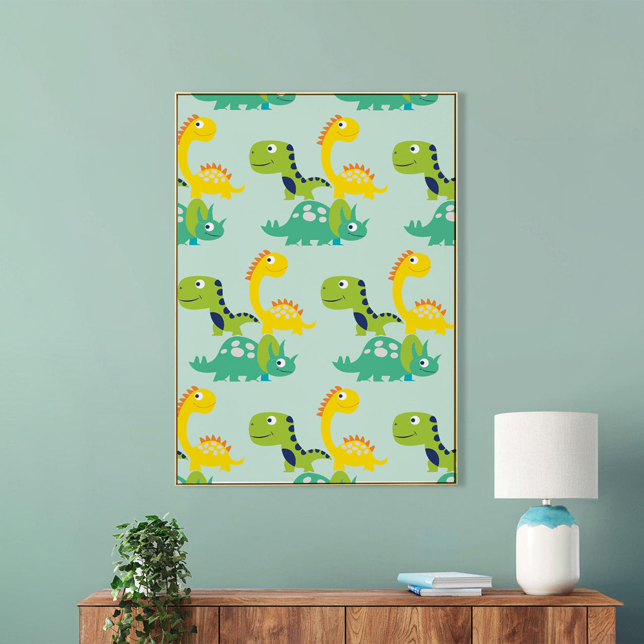 Colorful Dinosaur Pattern Canvas Art Canvas Wall Painting