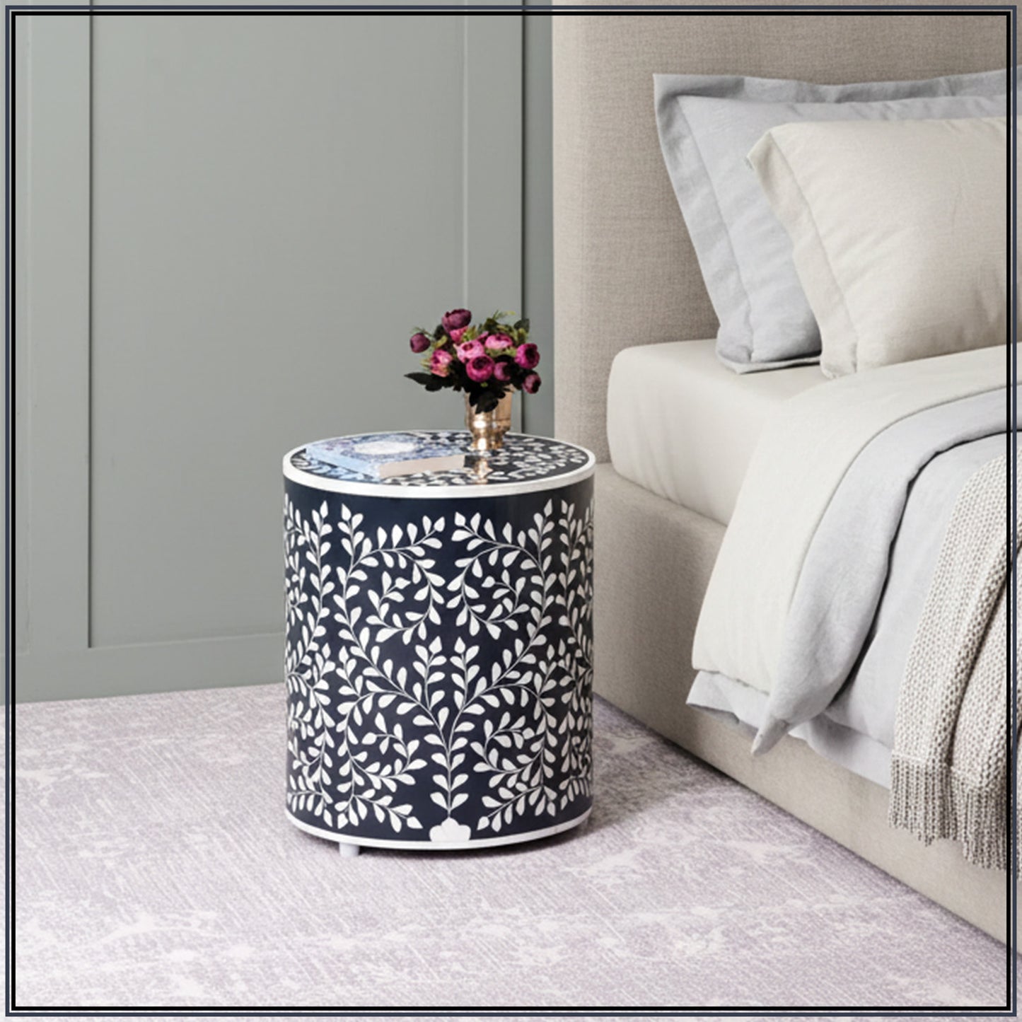 Elegant Bone Inlay Side Table