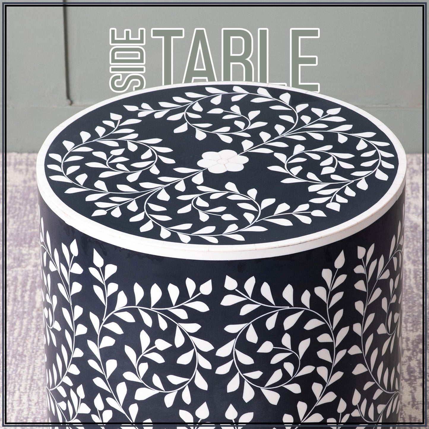 Elegant Bone Inlay Side Table