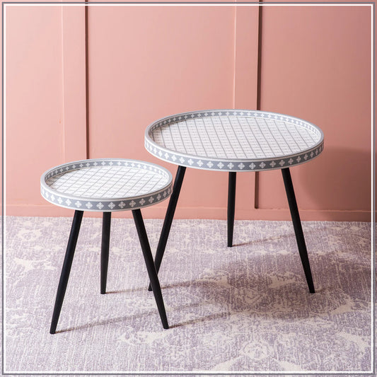 Metal Mosaic: Contemporary Coffee Side Table Set