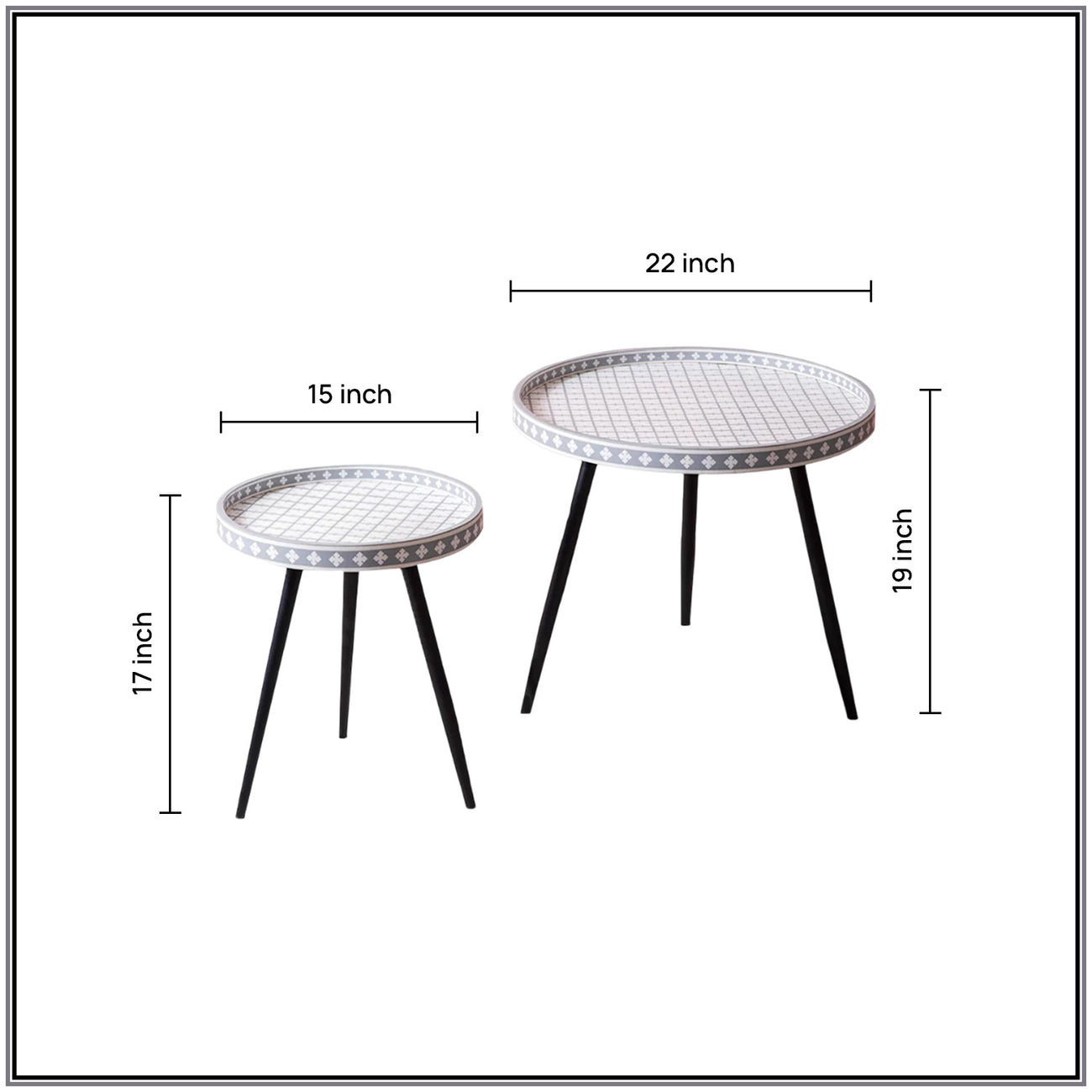 Metal Mosaic: Contemporary Coffee Side Table Set