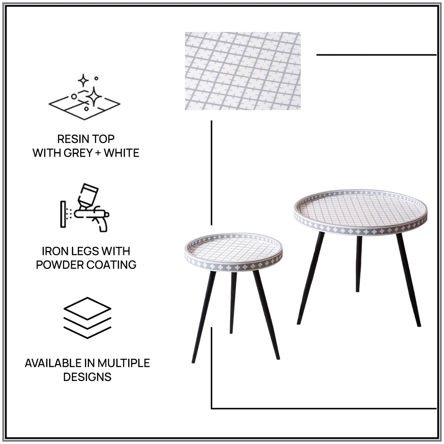 Metal Mosaic: Contemporary Coffee Side Table Set