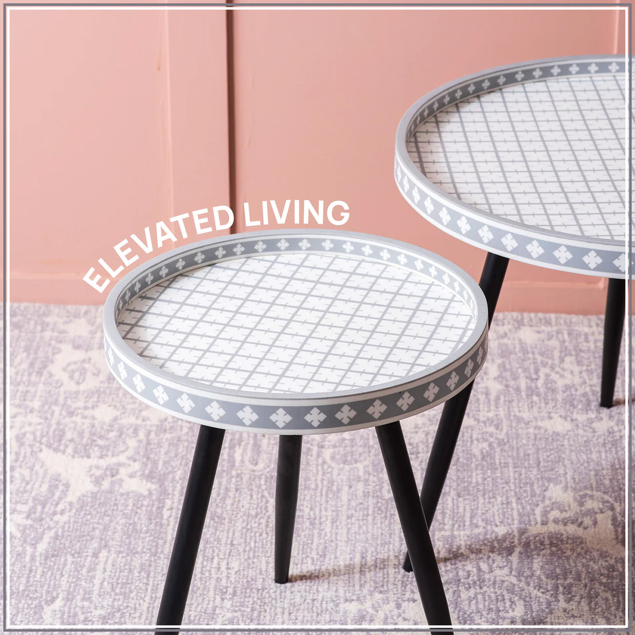 Metal Mosaic: Contemporary Coffee Side Table Set