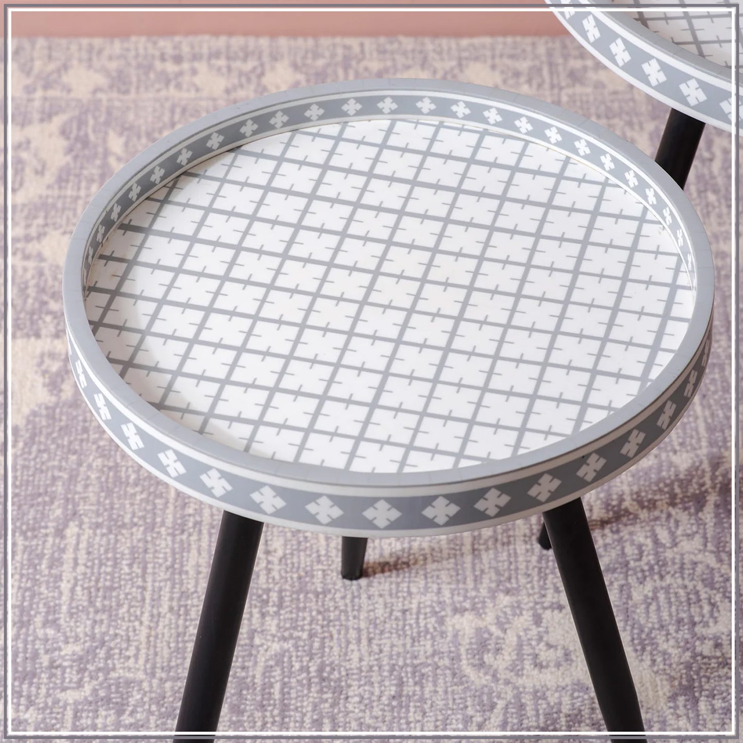 Metal Mosaic: Contemporary Coffee Side Table Set
