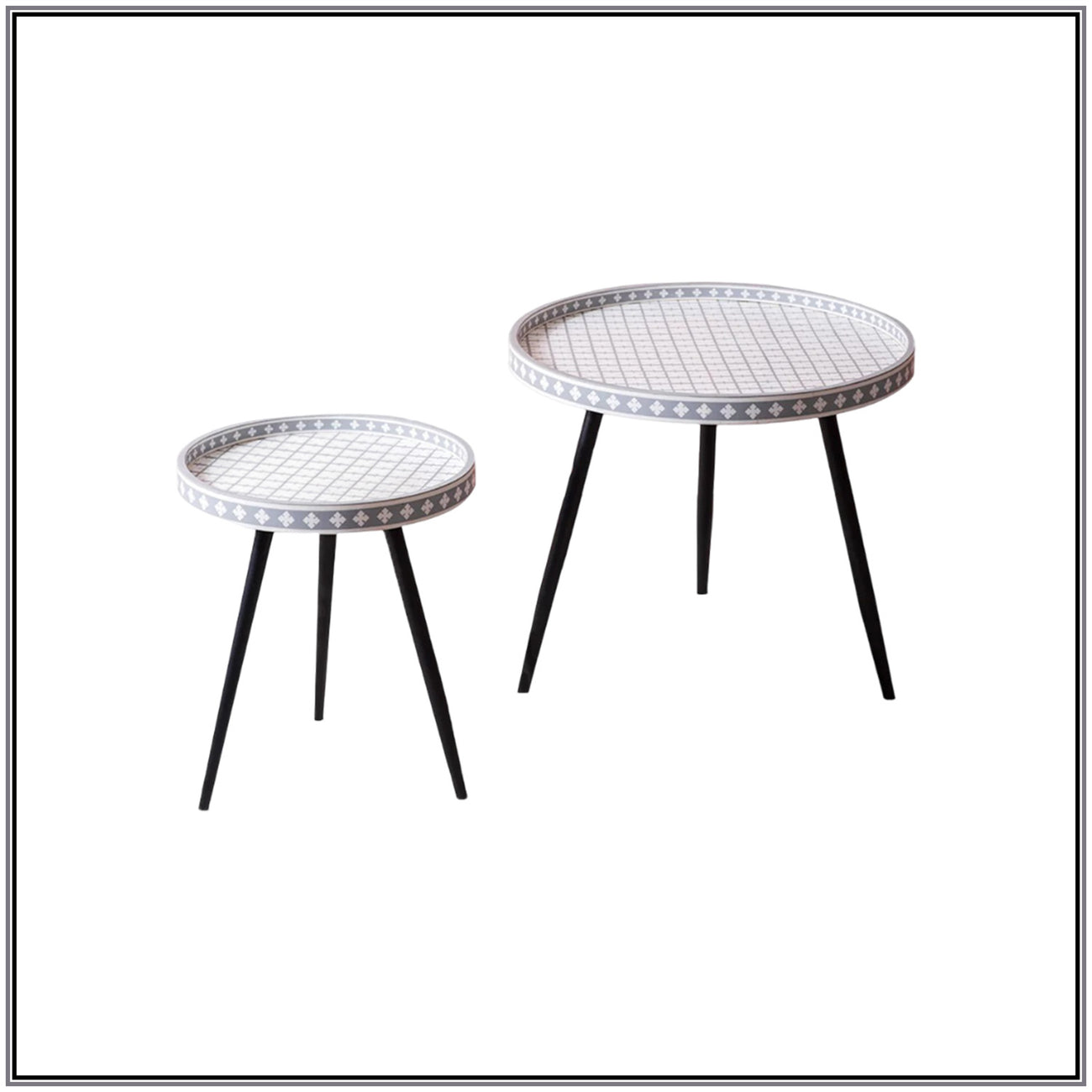 Metal Mosaic: Contemporary Coffee Side Table Set