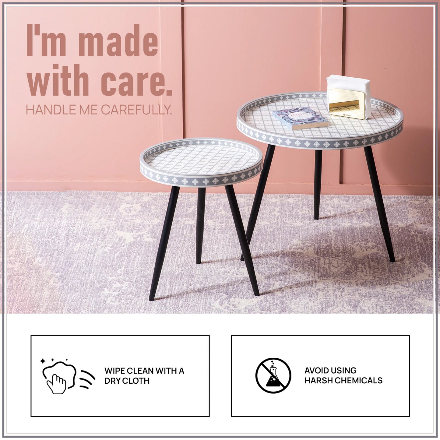Metal Mosaic: Contemporary Coffee Side Table Set