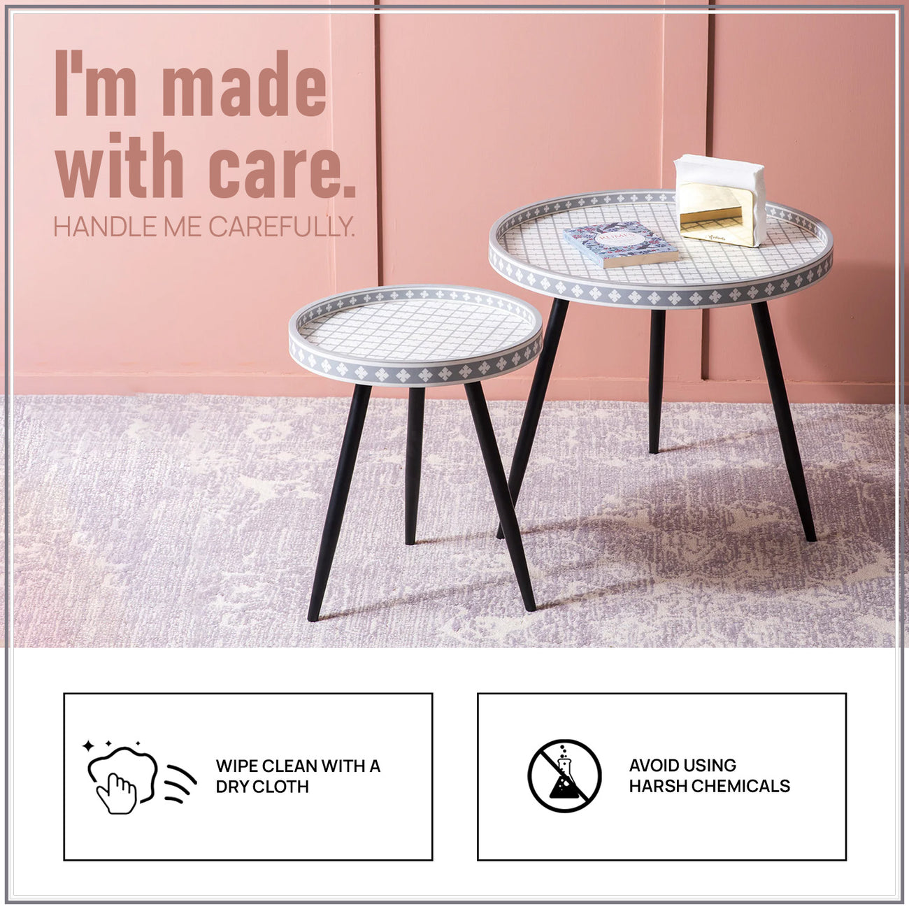 Metal Mosaic: Contemporary Coffee Side Table Set