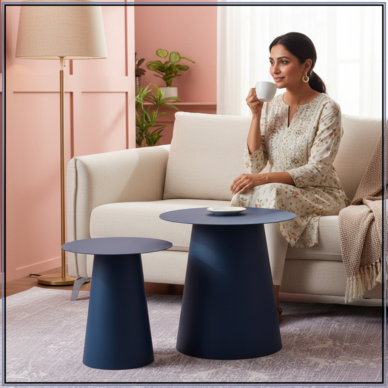 Blue Canyon Metallic End Table Set | Nestroots