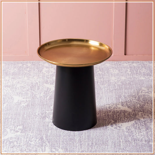 Lustrous Linea Iron-Crafted Side Table With Gold Finish Top | Nestroots