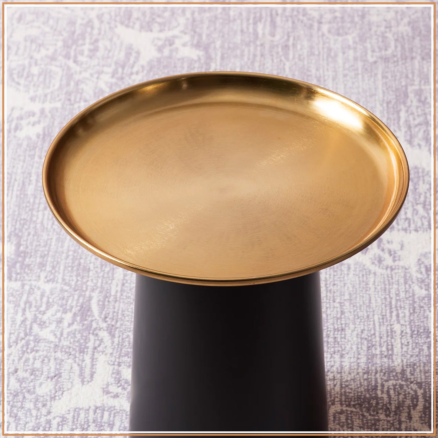 Lustrous Linea Iron-Crafted Side Table With Gold Finish Top | Nestroots