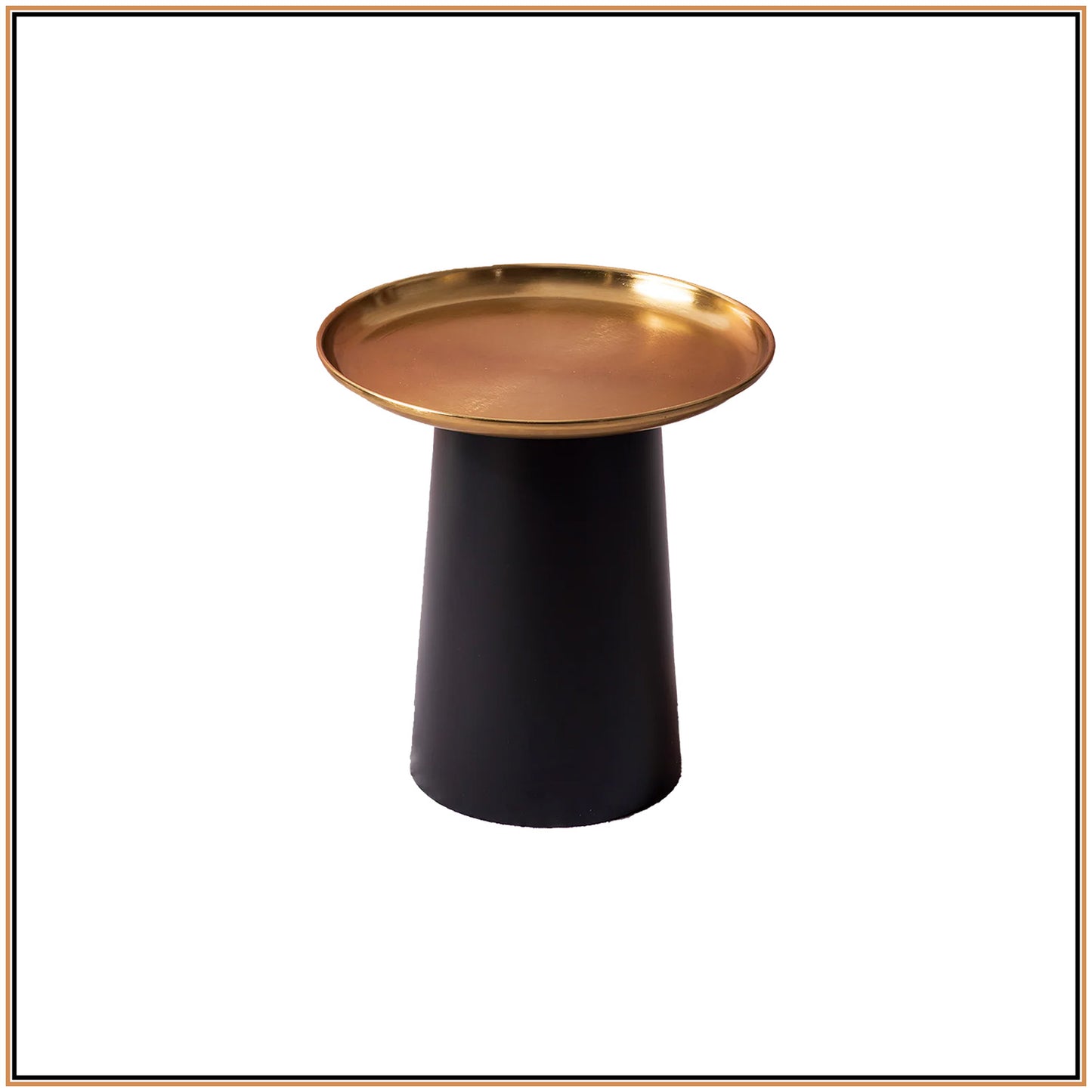 Lustrous Linea Iron-Crafted Side Table With Gold Finish Top | Nestroots