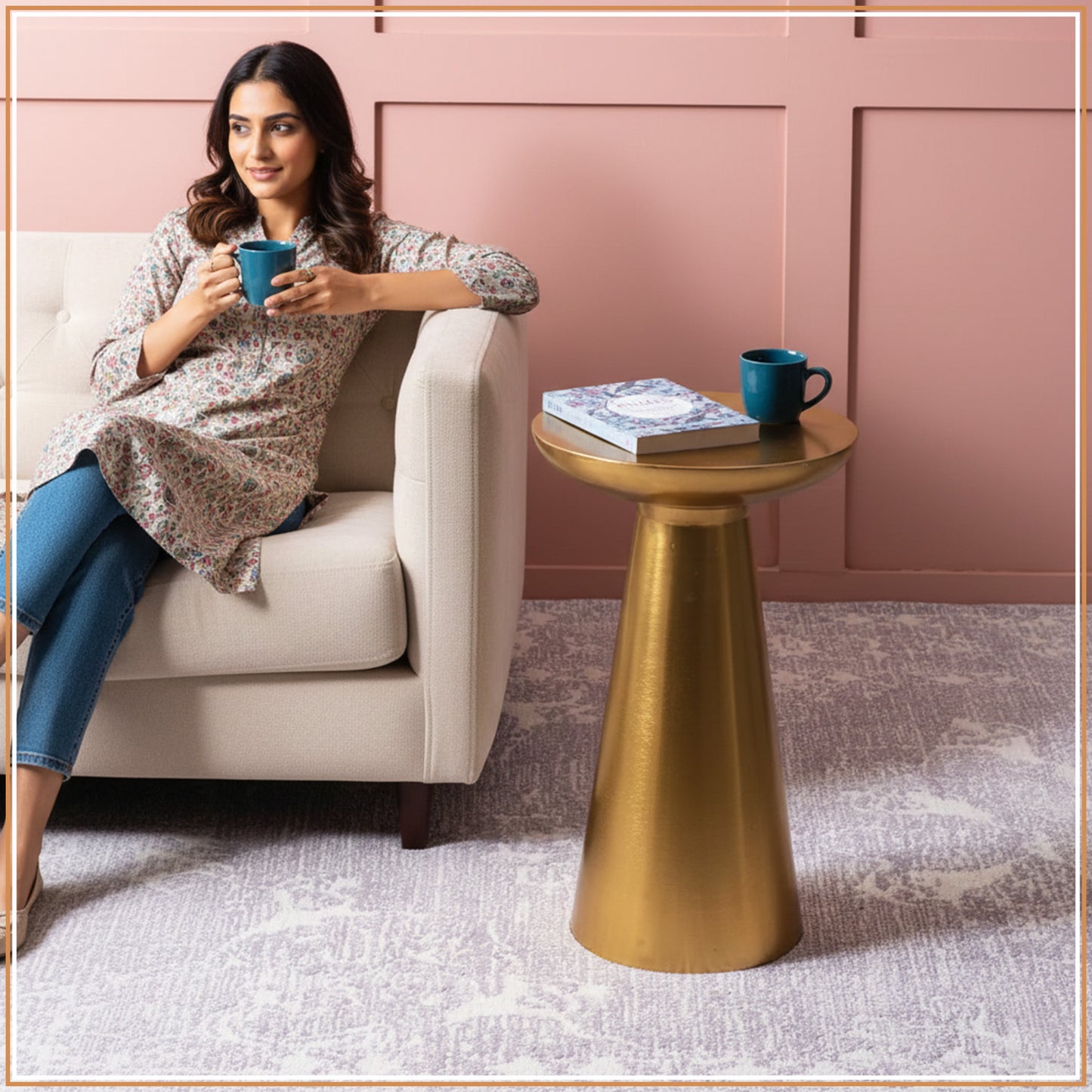 Rustic Radiance Metallic Side Table with Gold Accents | Nestroots