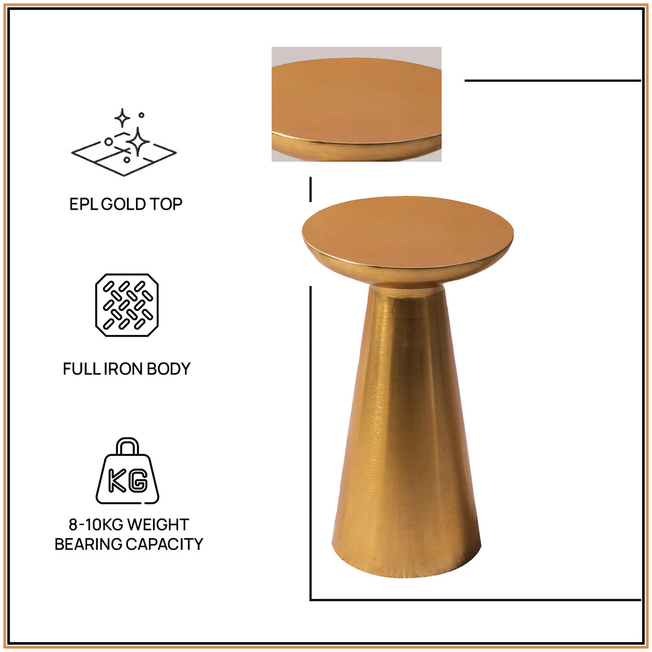 Rustic Radiance Metallic Side Table with Gold Accents | Nestroots