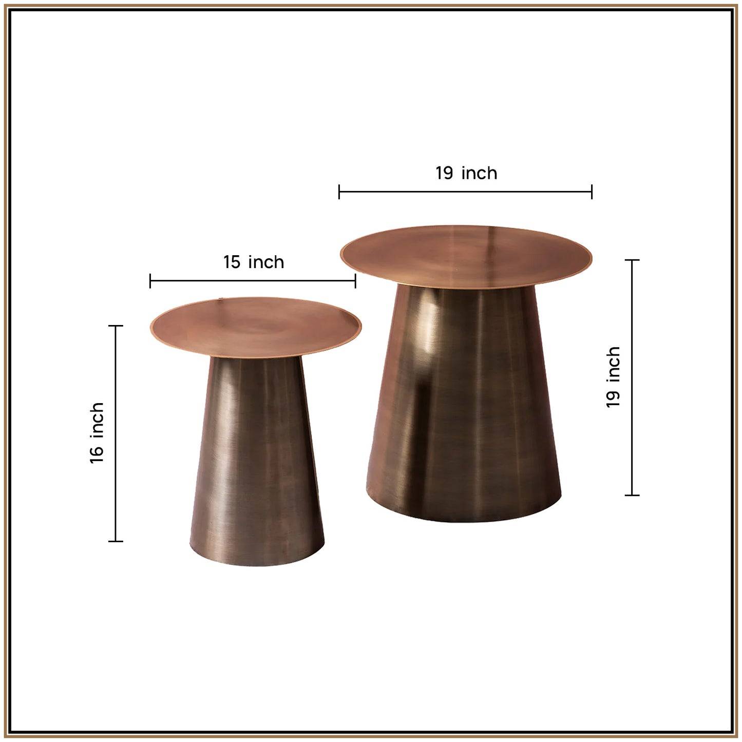 Gilded Grandeur Geometric Gold Accent Metallic Side Table Set of 2 | Nestroots