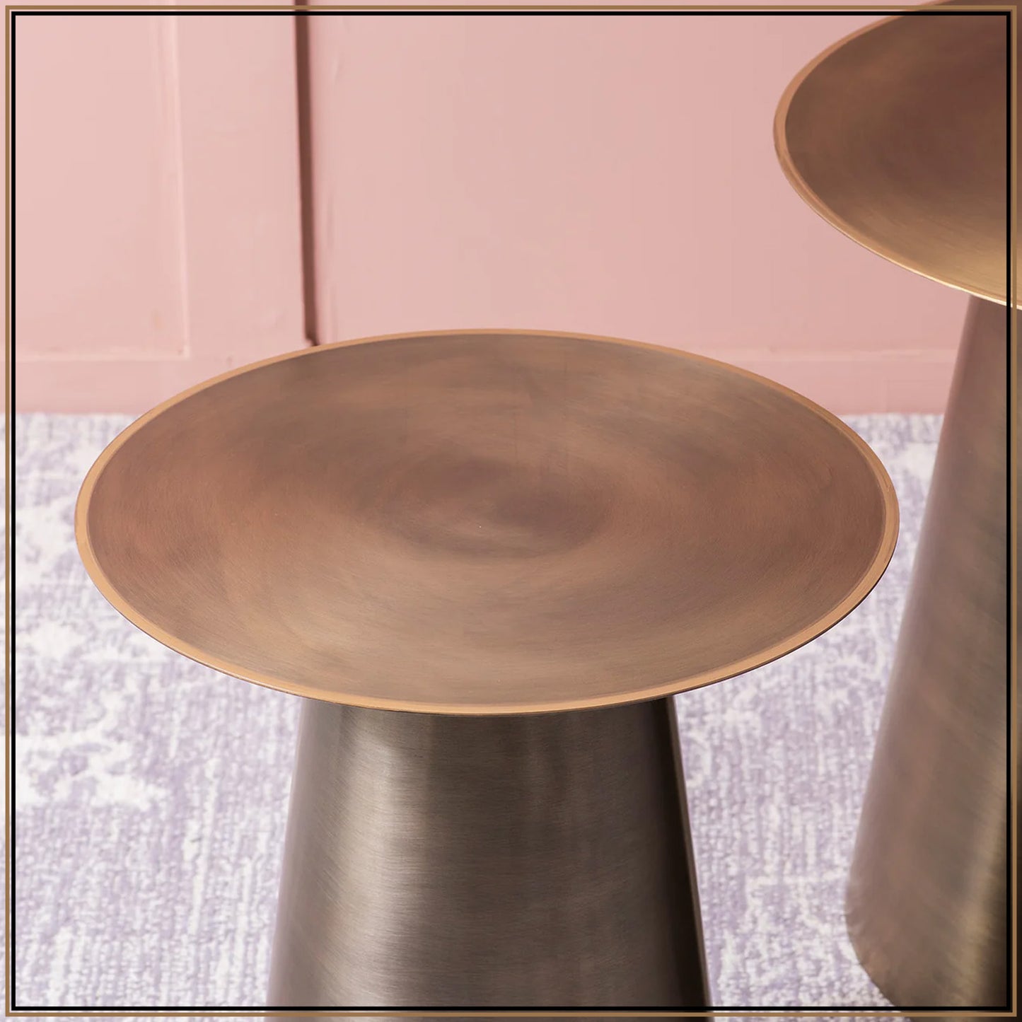 Gilded Grandeur Geometric Gold Accent Metallic Side Table Set of 2 | Nestroots