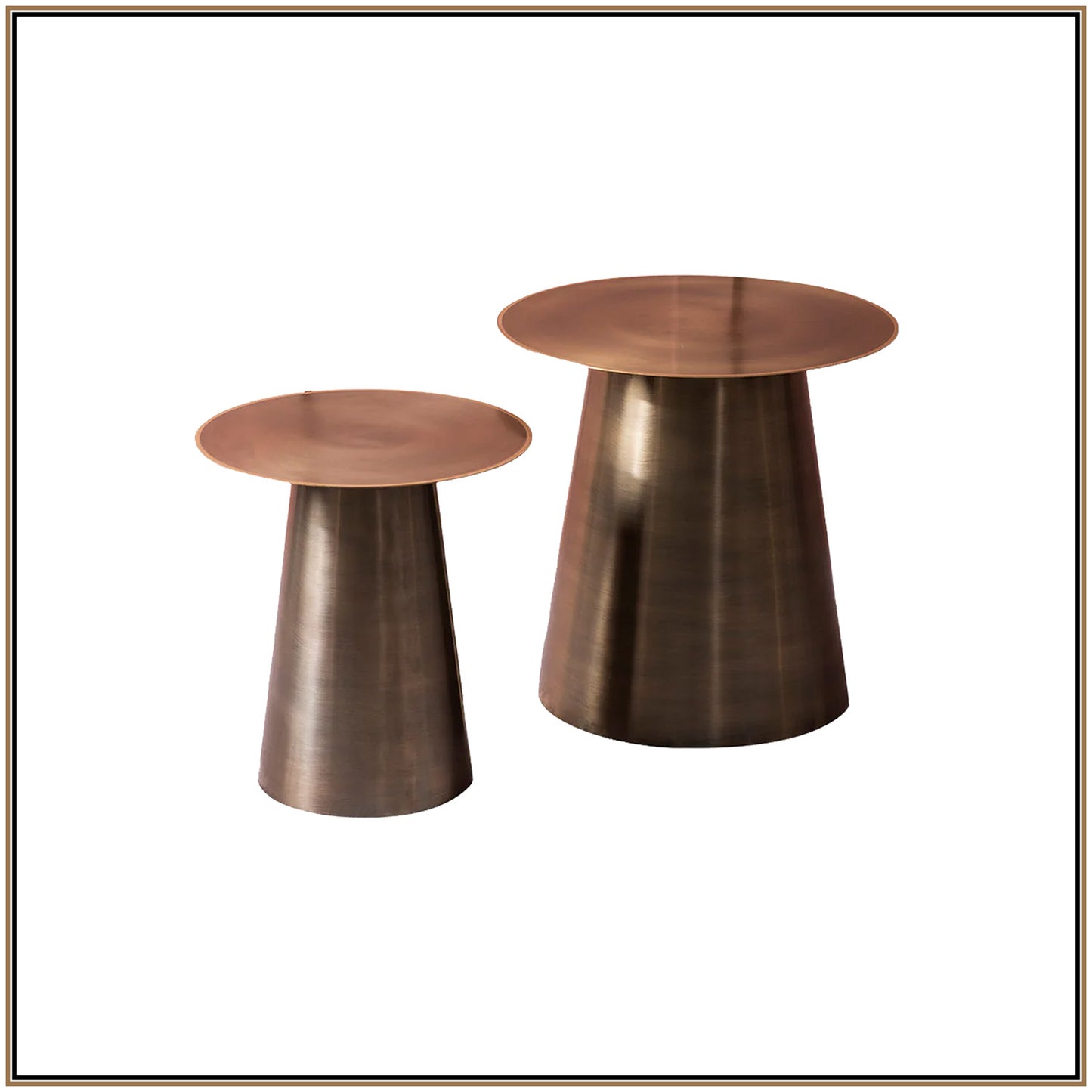 Gilded Grandeur Geometric Gold Accent Metallic Side Table Set of 2 | Nestroots