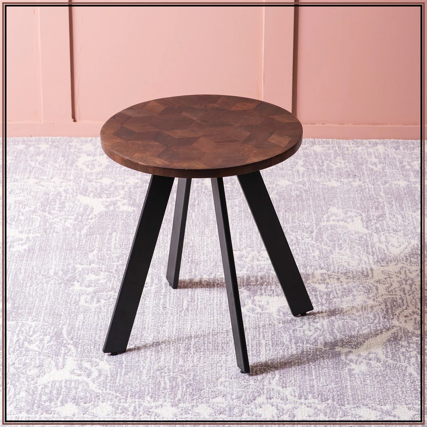 Fusion Forte: Contemporary Wood and Metal Side table Set of 2