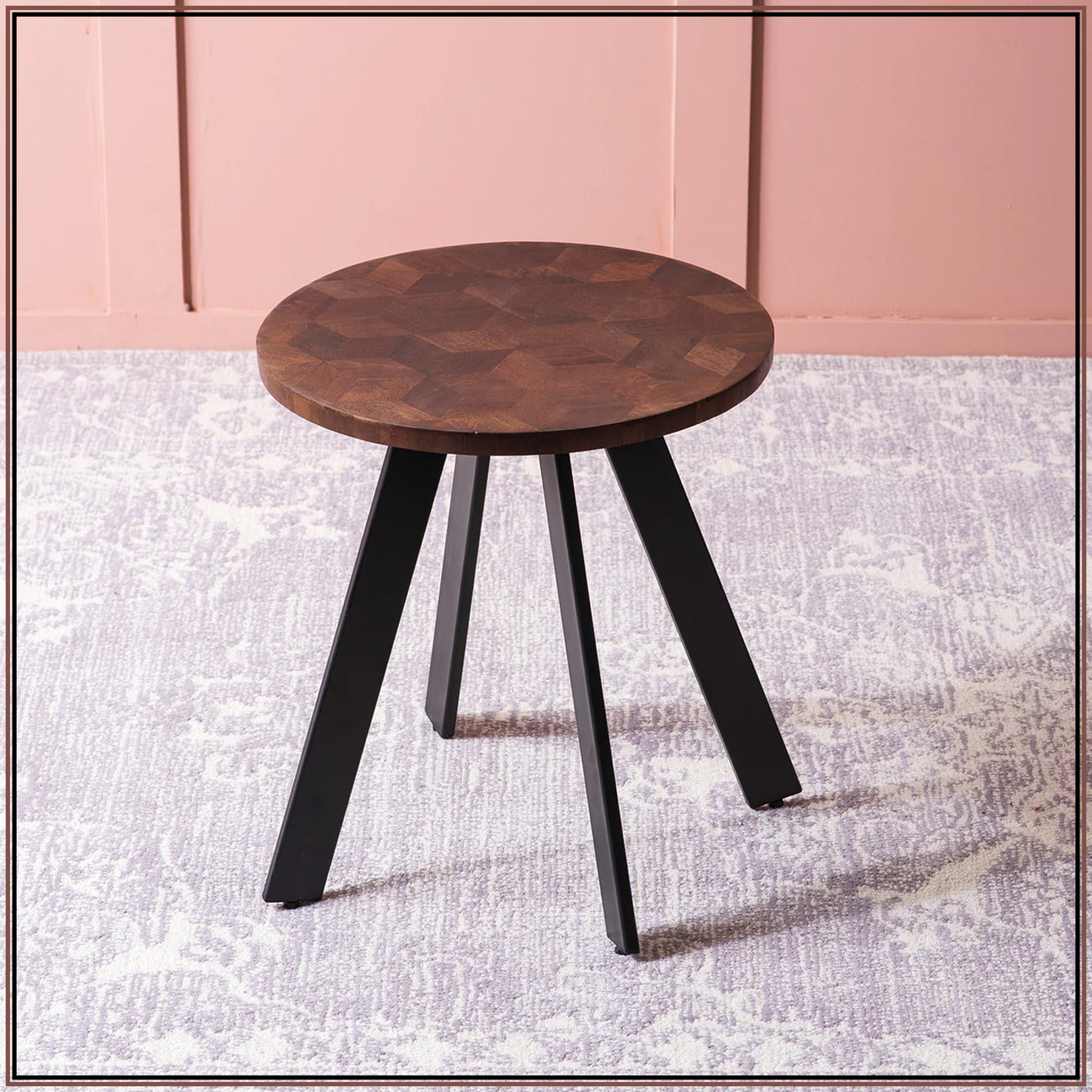 Fusion Forte: Contemporary Wood and Metal Side table Set of 2
