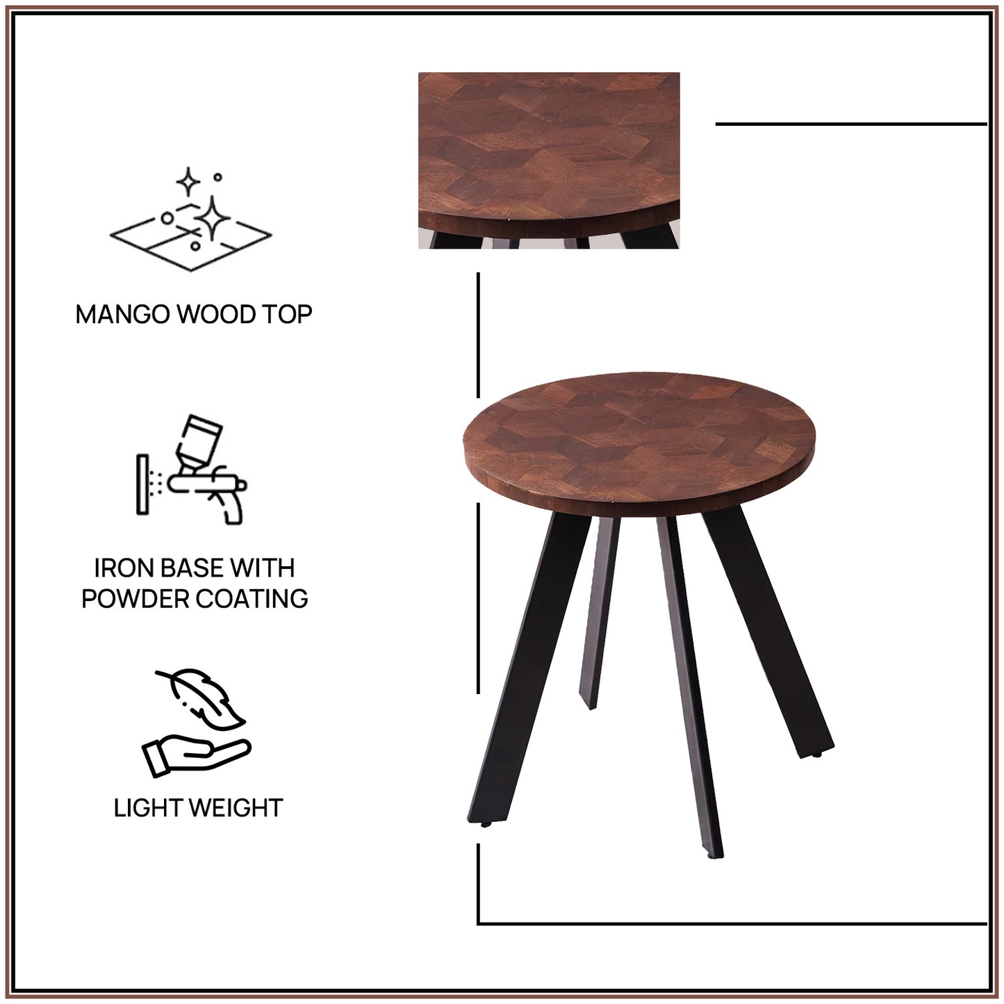 Fusion Forte: Contemporary Wood and Metal Side table Set of 2