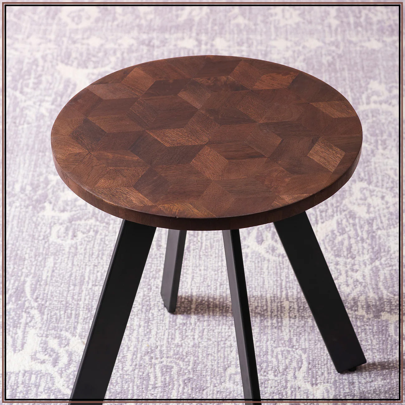 Fusion Forte: Contemporary Wood and Metal Side table Set of 2