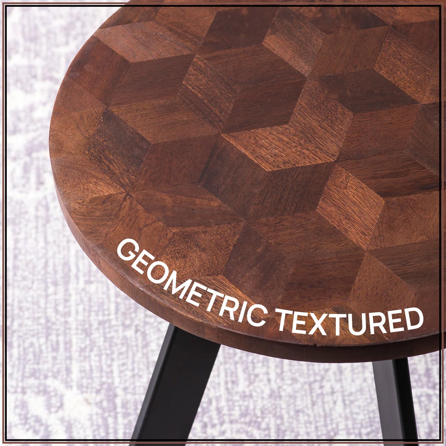 Fusion Forte: Contemporary Wood and Metal Side table Set of 2