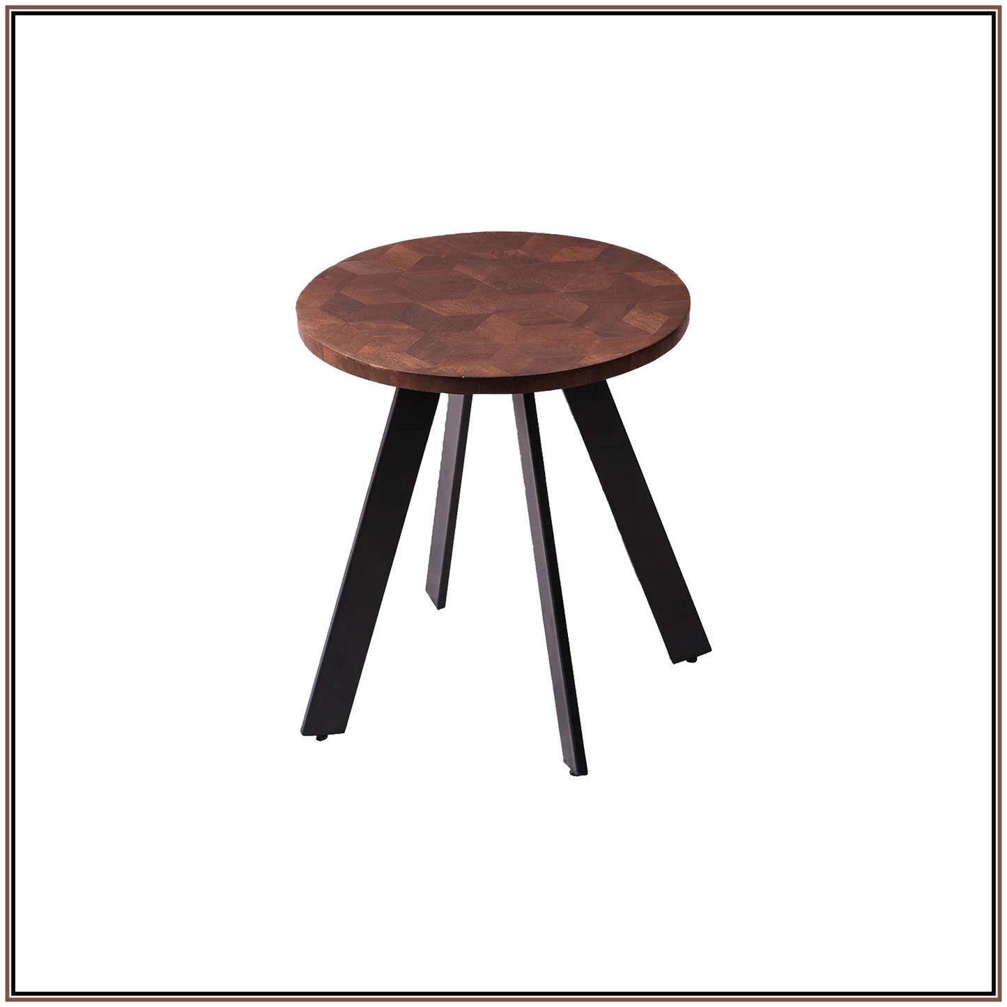 Fusion Forte: Contemporary Wood and Metal Side table Set of 2