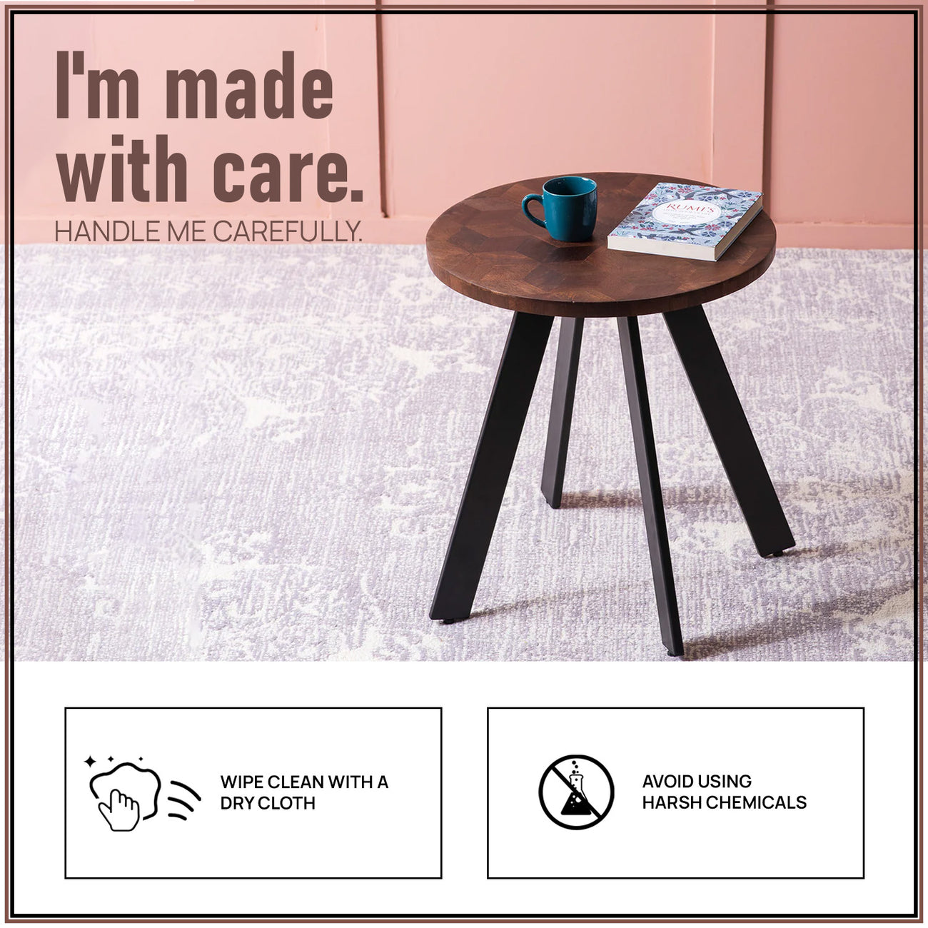 Fusion Forte: Contemporary Wood and Metal Side table Set of 2