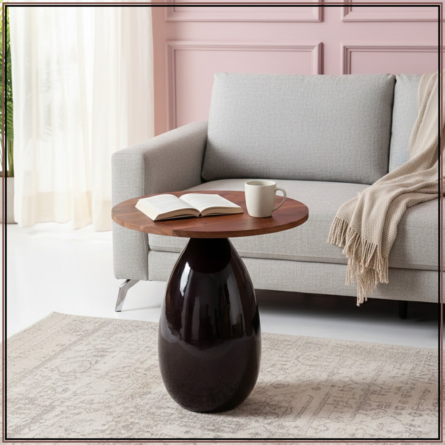 Modern Mango Wood Side Table Set of 2