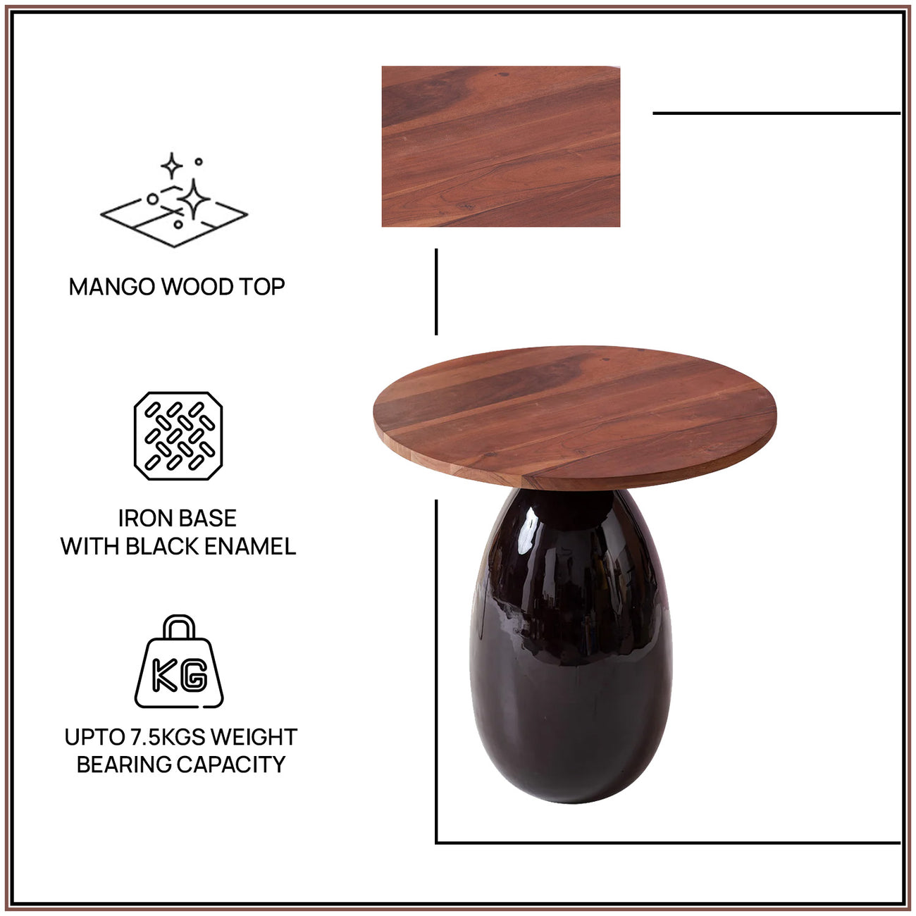Modern Mango Wood Side Table Set of 2