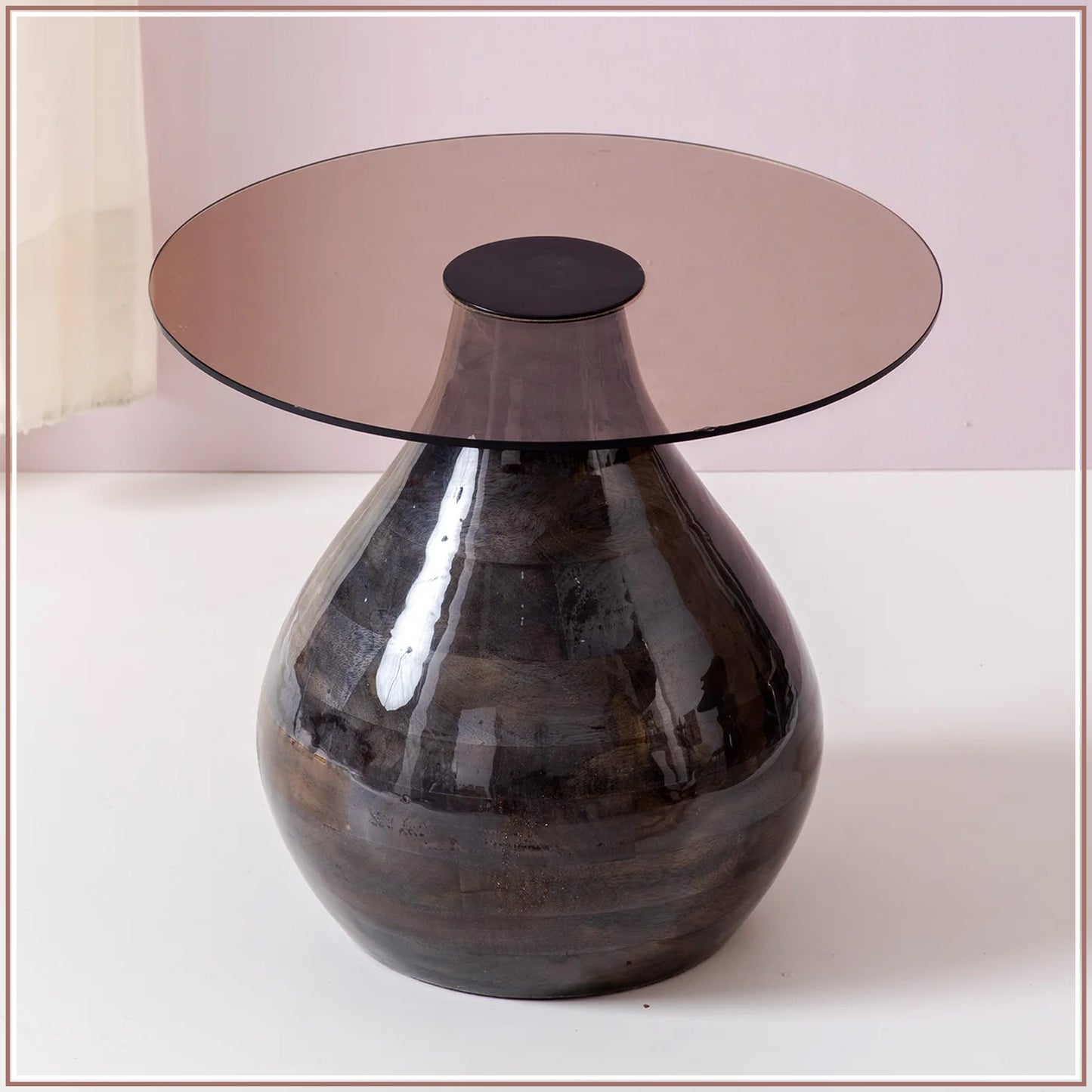 Stylish Wood Base Accent Side Table Set of 2