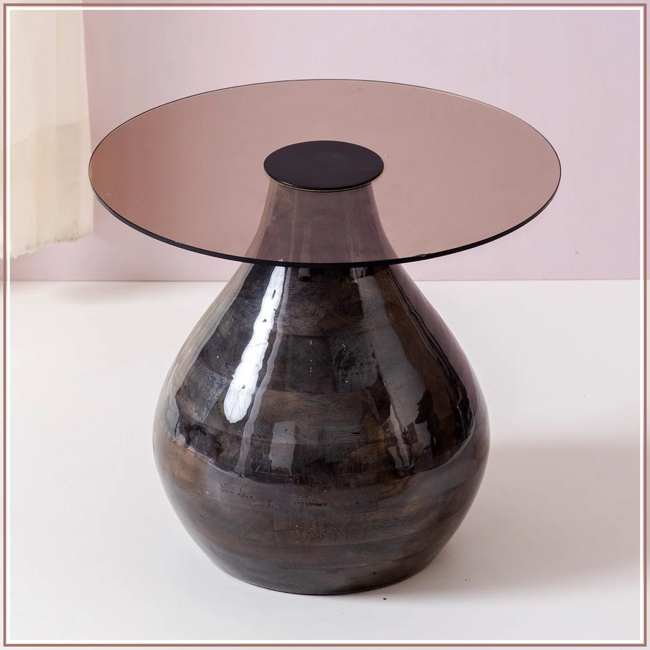 Stylish Wood Base Accent Side Table Set of 2