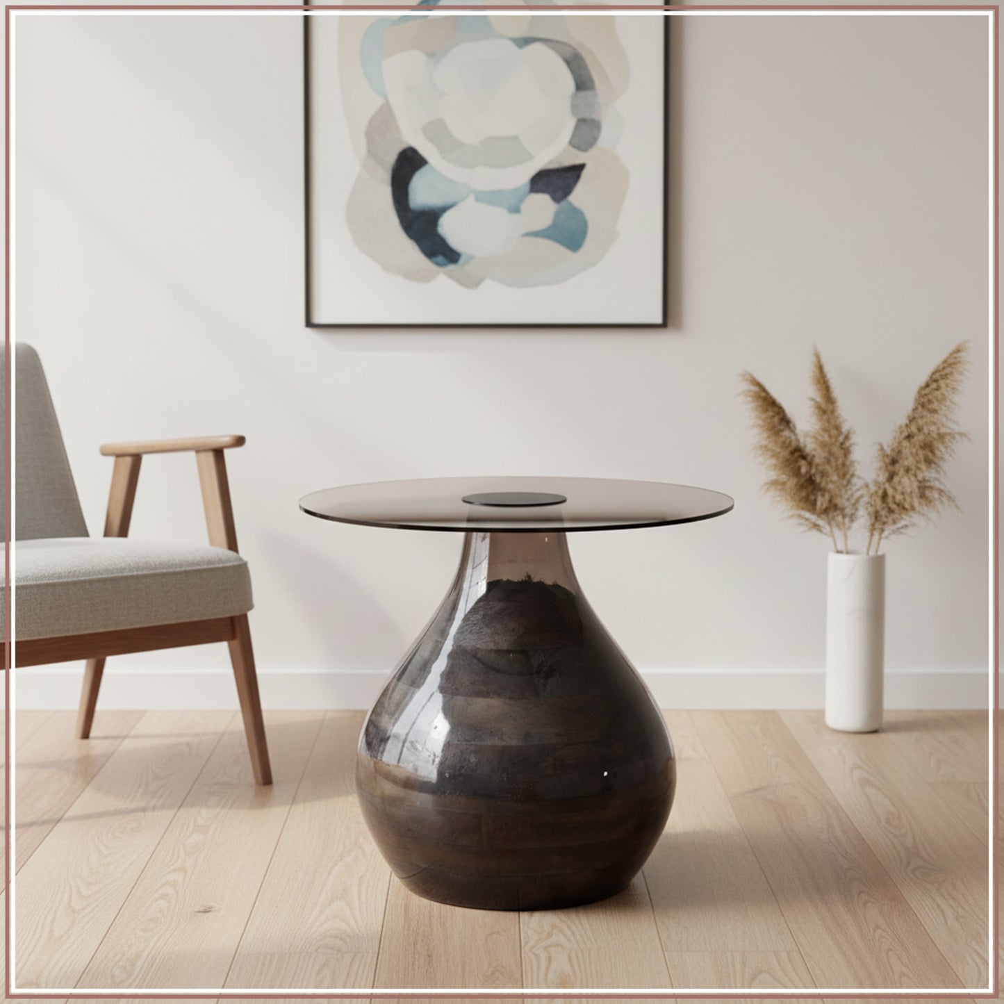 Stylish Wood Base Accent Side Table Set of 2