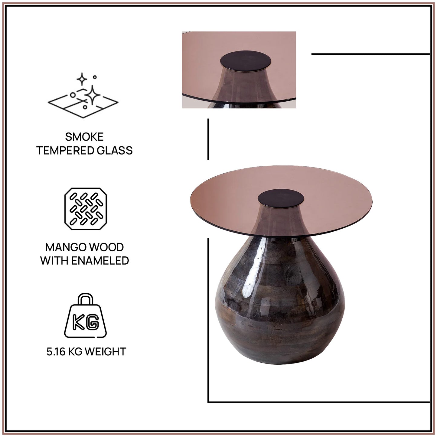 Stylish Wood Base Accent Side Table Set of 2