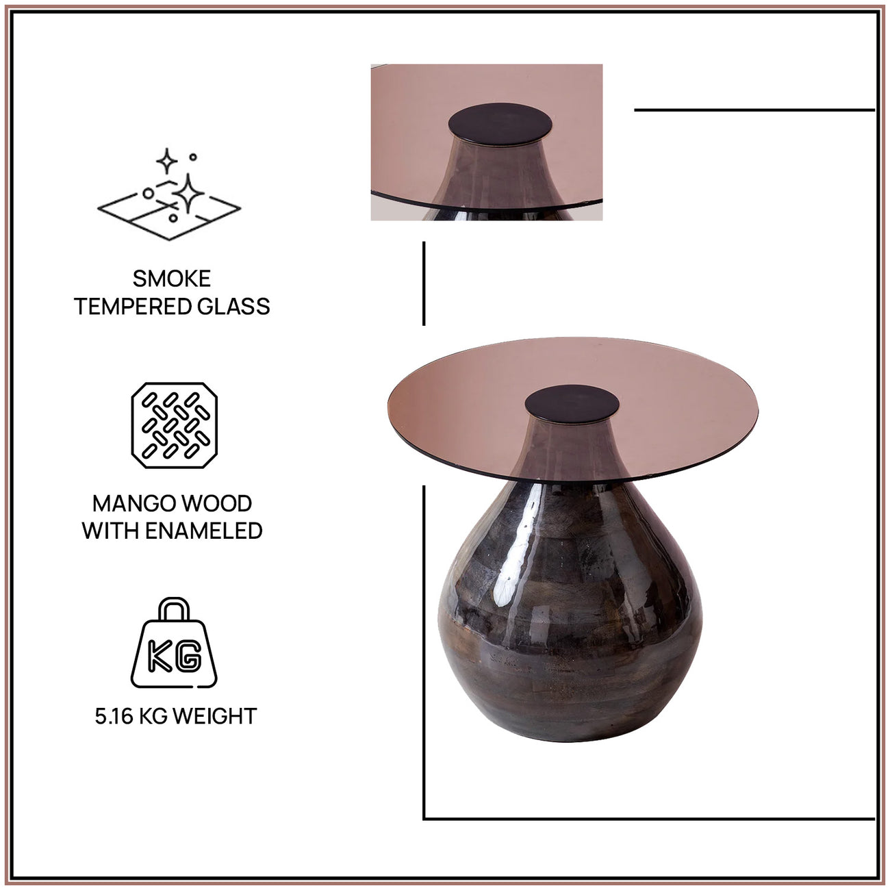 Stylish Wood Base Accent Side Table Set of 2