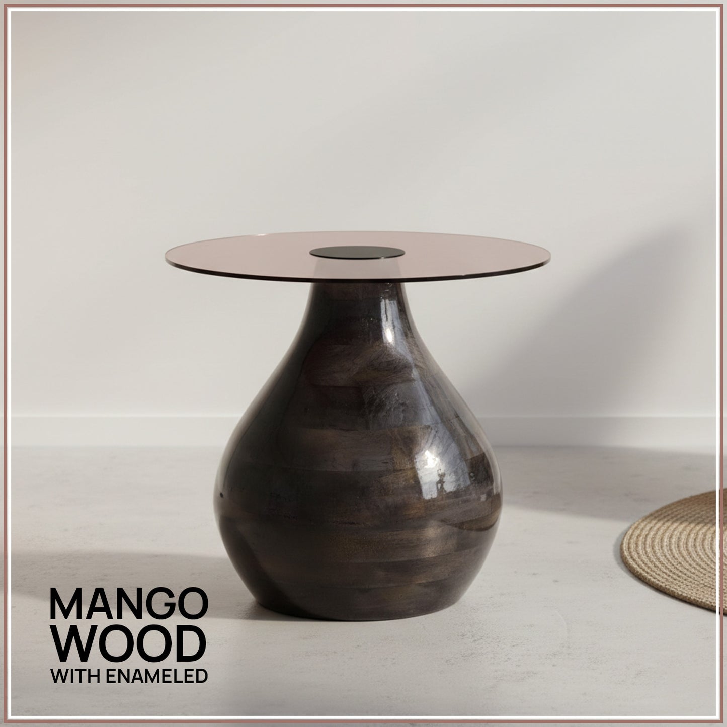 Stylish Wood Base Accent Side Table Set of 2