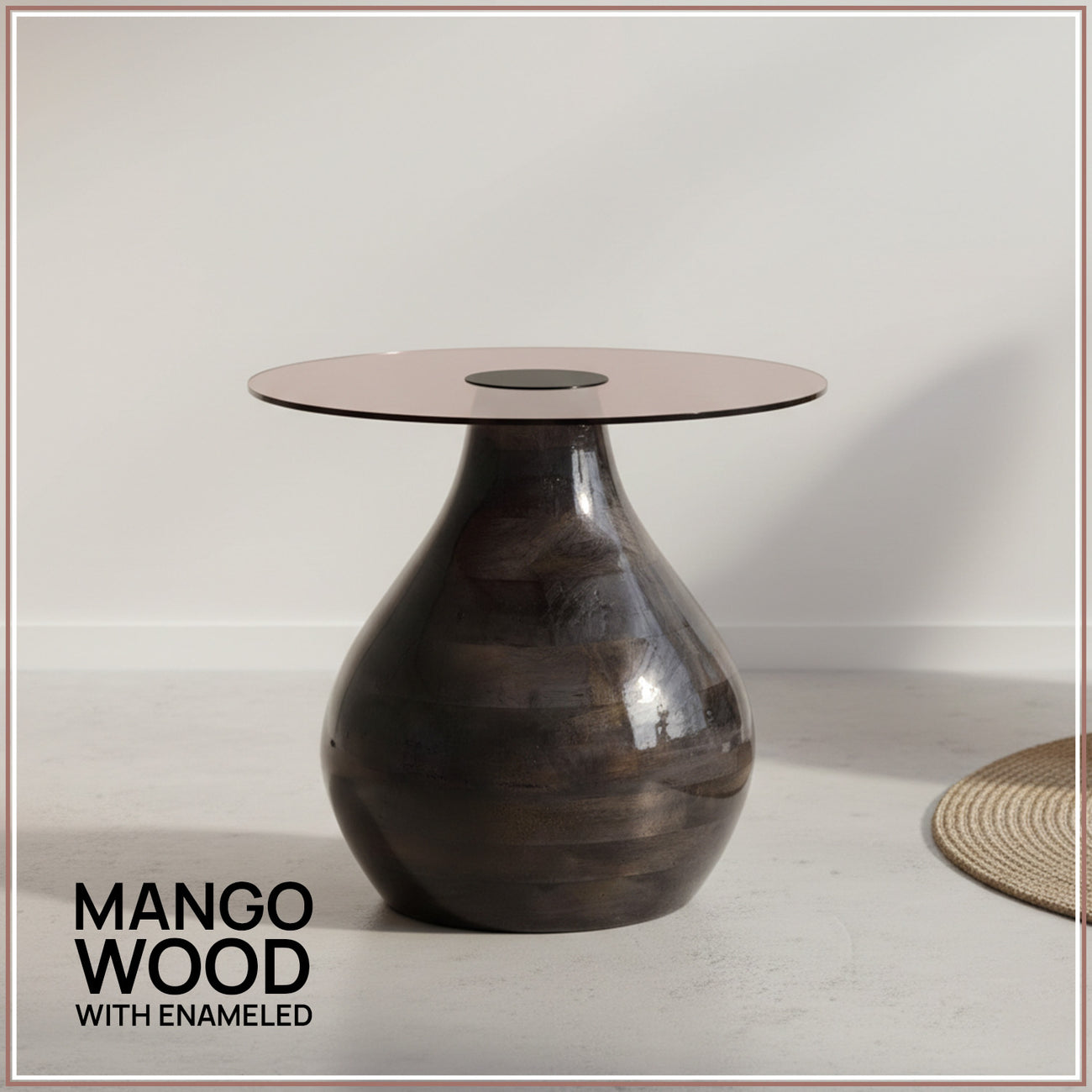 Stylish Wood Base Accent Side Table Set of 2