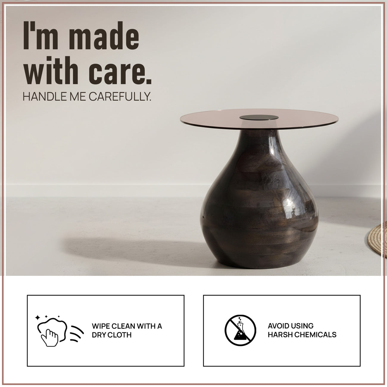 Stylish Wood Base Accent Side Table Set of 2