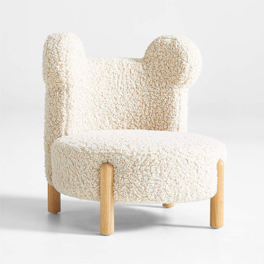 Ivory Teddy Bear sherpa Kids Lounge Chair